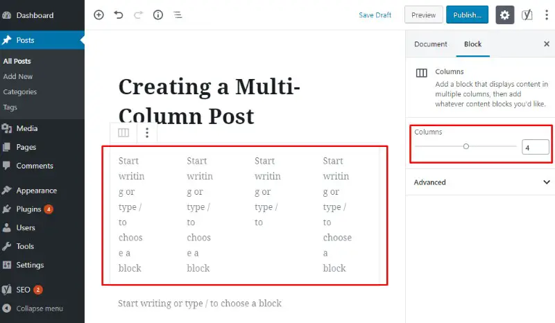 How To Make Columns In WordPress? (With And Without Plugins Quickly ...